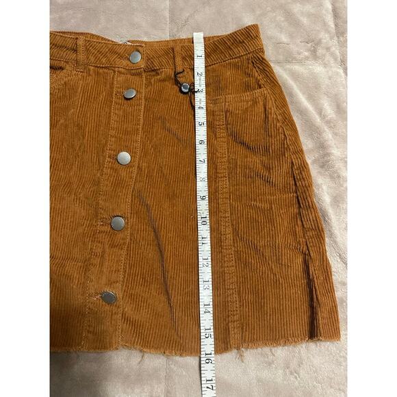 Denim Co. Corduroy Mini Skirt Size 8 Raw Hem Brown Fall NWOT - Picture 4 of 5